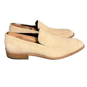 DONALD J PLINER Gregg Tan Beige Suede Soft Split Toe Loafers Shoes 8.5